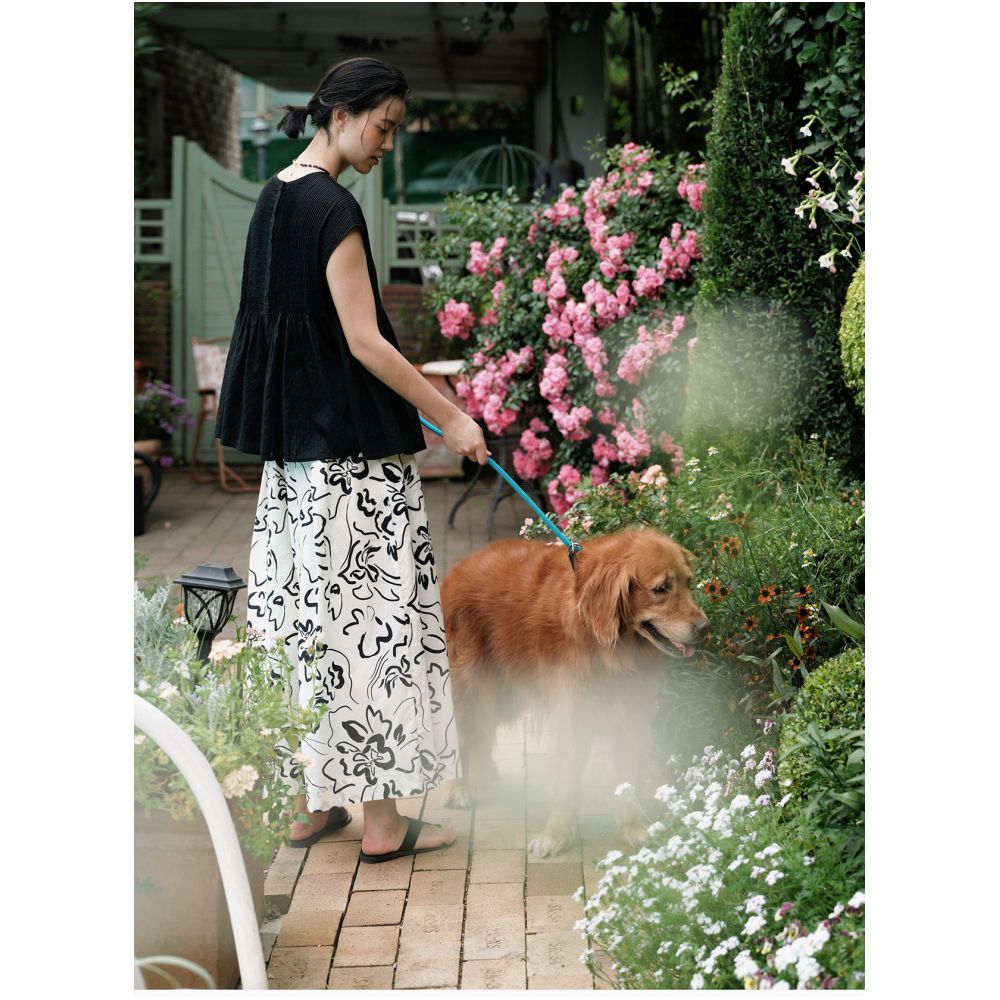 Beerkun Flower Wild 60 fine washed cotton Fauvism Art Black and White Printed A line Wide Leg Skirts and Pants image 2