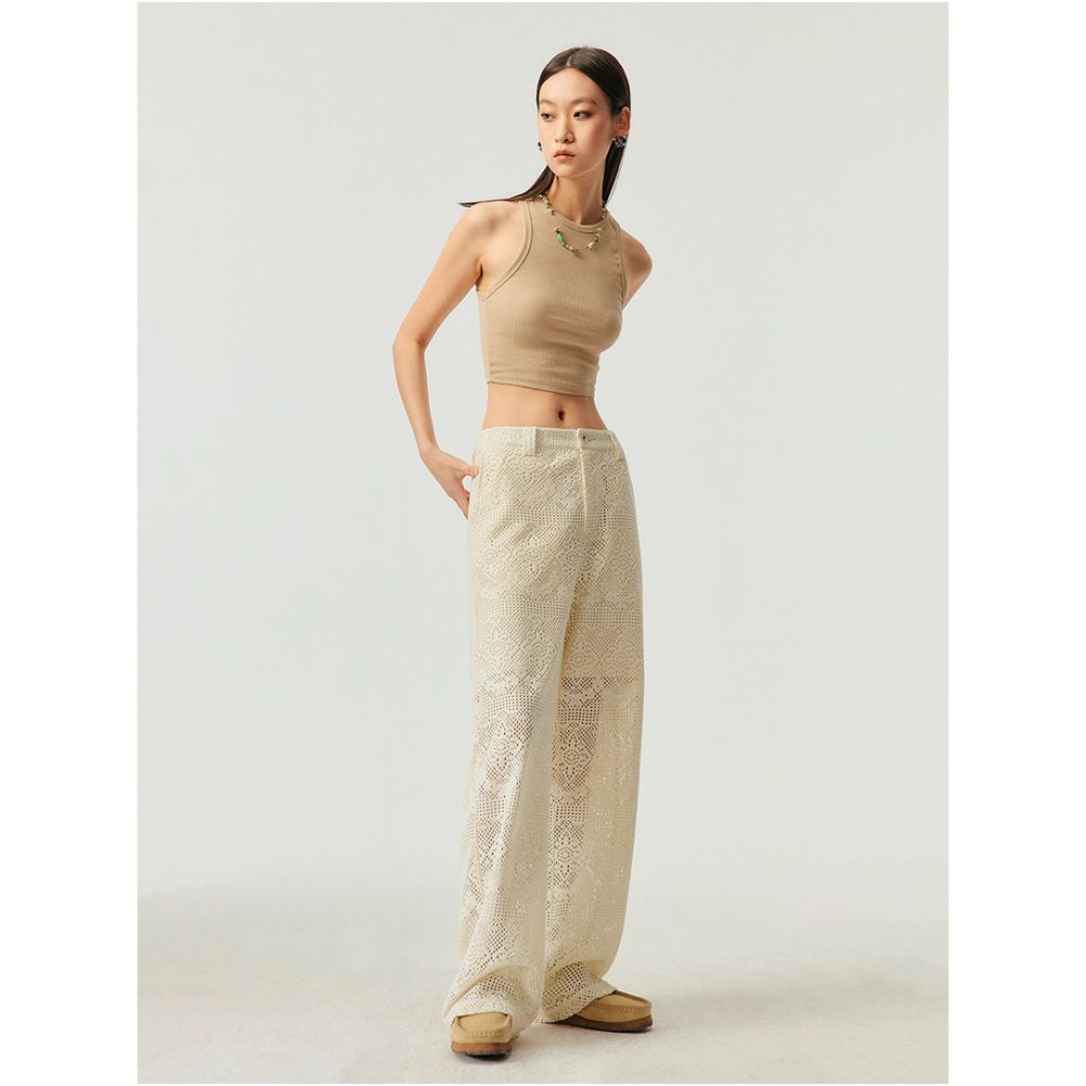 Youthful and energetic wind cotton blend breathable casual pants loose straight leg mid waist casual pants available in beige and black image 2