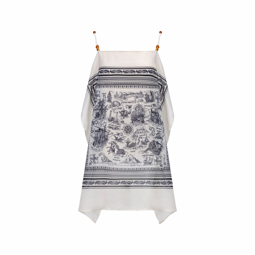 Bettychow Betty s private dress silk scarf retro camisole vest single shoulder shopping bag blue green beige image 5