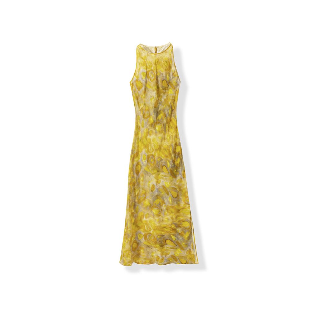 ASAYA6312 – Golden Aura Silk Dress ✨🌼