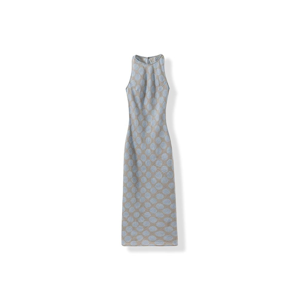 Word of mouth version Tencel linen sleeveless slim fit and slimming oblique cut slit improved cheongsam printed dress image 5