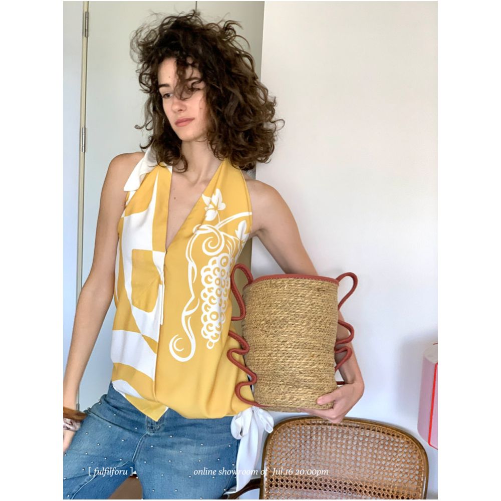 ASAYA6320 – Riviera Halter Silk Top 💙🍋