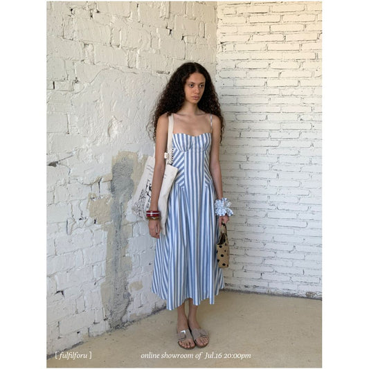 ASAYA6321 – Coastal Stripe Midi Dress 🌊🤍