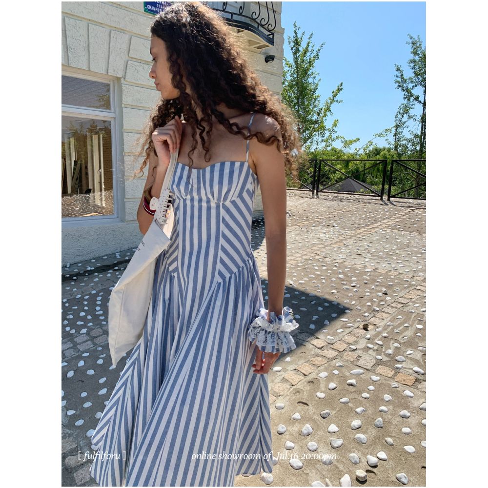 ASAYA6321 – Coastal Stripe Midi Dress 🌊🤍