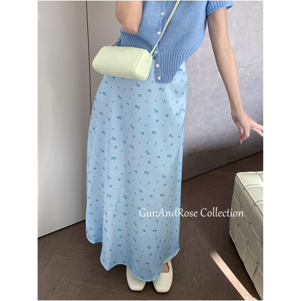ASAYA6333 – Bluebell Satin Midi Skirt 💙🌼