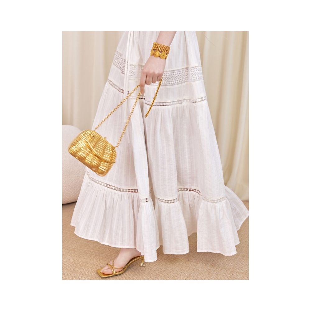 IlessisWANG boho Wave Wave Wind West Asian Style Lace Lace Hollow Splicing Half Body Skirt Summer image 0