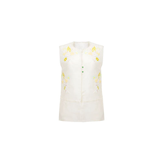 ASAYA6345 – Sheer Silk Floral Embroidered Vest 🌼✨