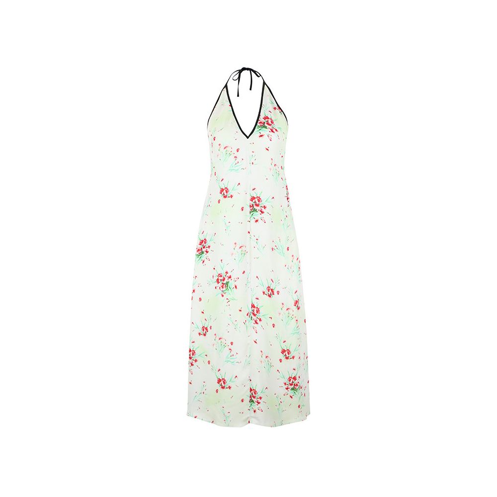 ASAYA6346 – Floral Silk Halter Midi Dress 🌸🍃