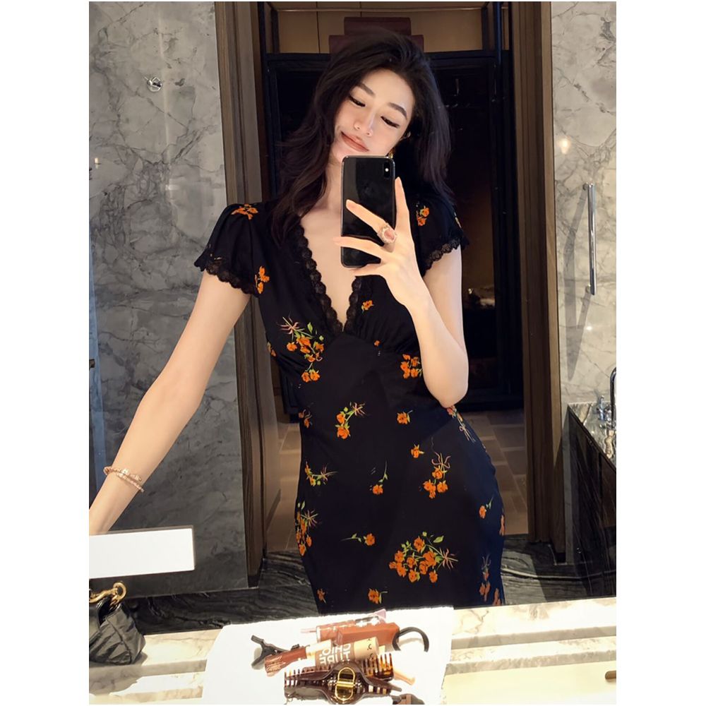 2026 Summer High Society Subtle Luxury Sophisticated Aura Powerful Black Printed Dress for Important Occasions image 0