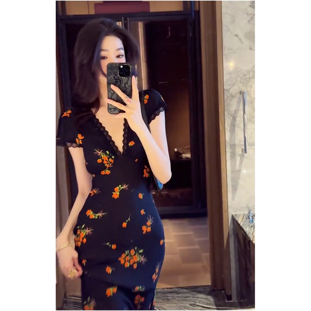 2026 Summer High Society Subtle Luxury Sophisticated Aura Powerful Black Printed Dress for Important Occasions image 1