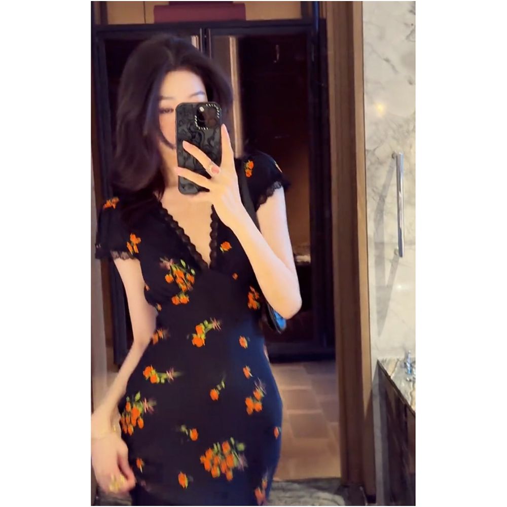 2026 Summer High Society Subtle Luxury Sophisticated Aura Powerful Black Printed Dress for Important Occasions image 2