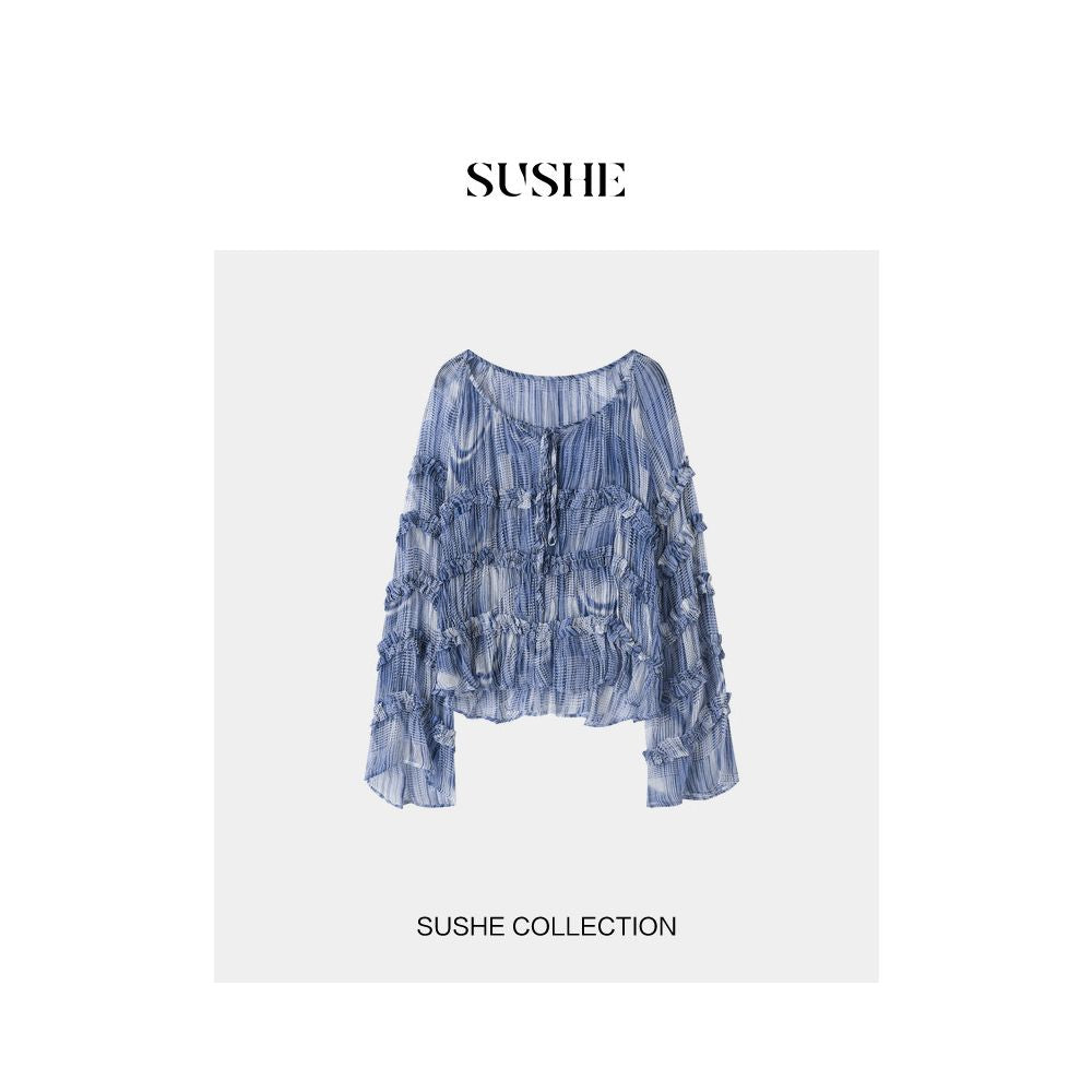 ASAYA6372 – Ocean Whisper Textured Blouse 🌊💙✨