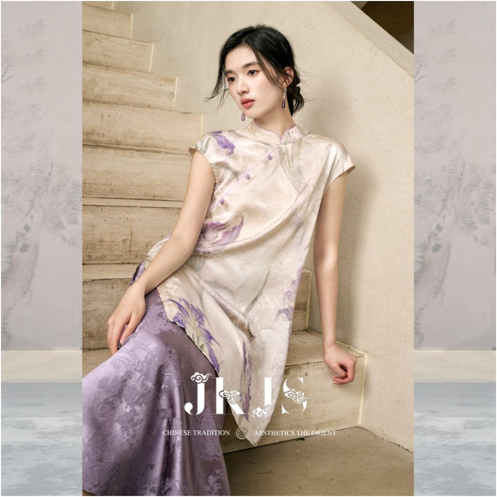 ASAYA6374 – Lavender Silk Cheongsam Set 💜🌸✨