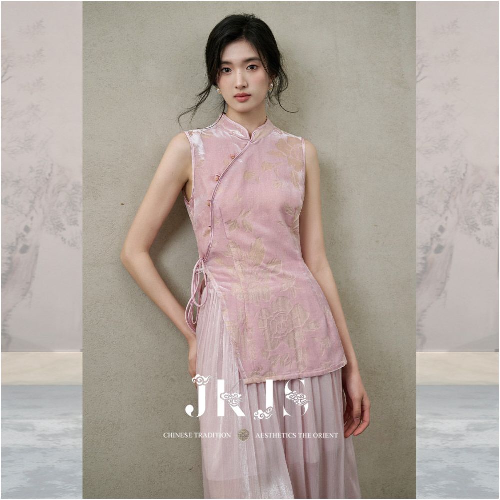 JKJS Miaoyi Zhuo Silk Scissor Flower Slant Collar Buckle Vest Women s Summer Thin Tank Top New Chinese style Horse Clip image 0