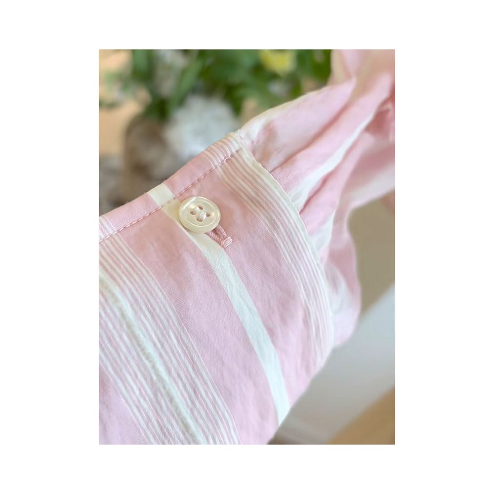 Same style pink three dimensional flower striped shirt for women s autumn high end petite bourgeoisie small top long sleeved shirt in the mall image 5