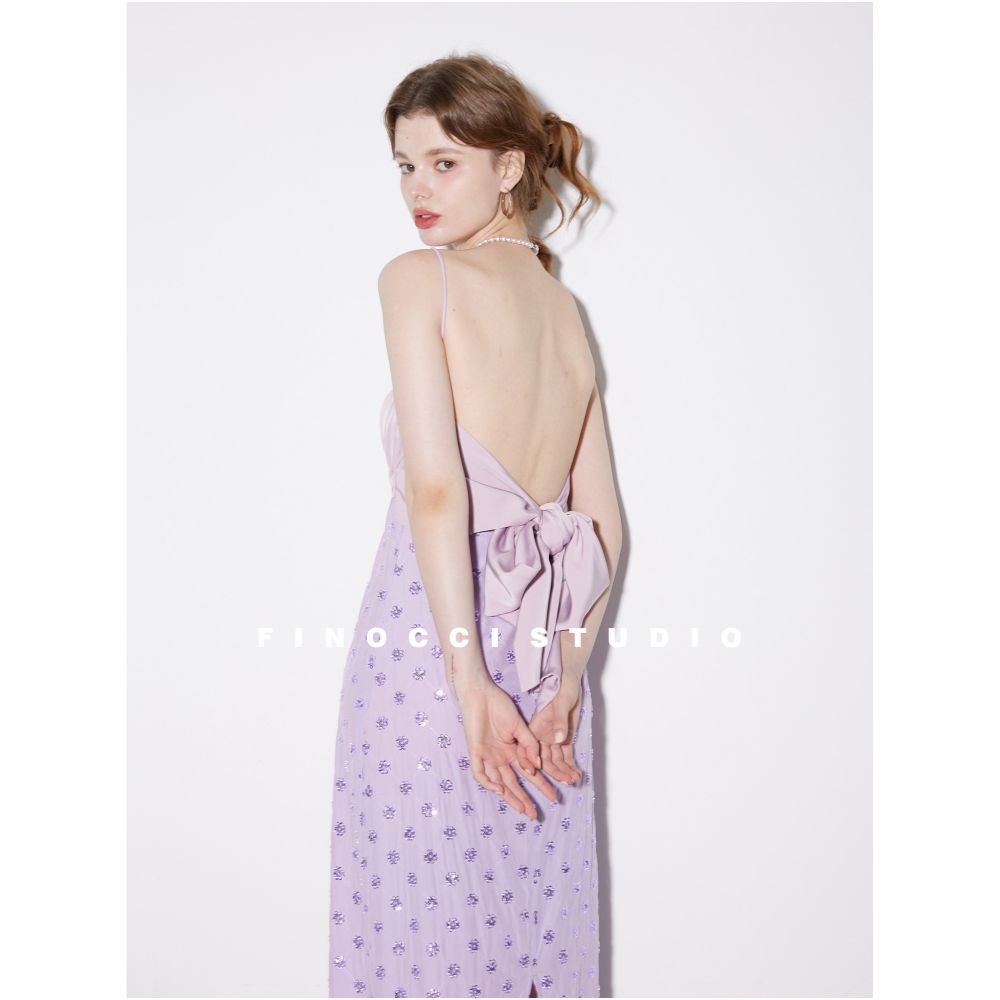 FINOCCI Autumn New Collection Hand sewn Gorgeous Splicing Bareback Contrasting Butterfly Bow Female Lead Strap Skirt image 5