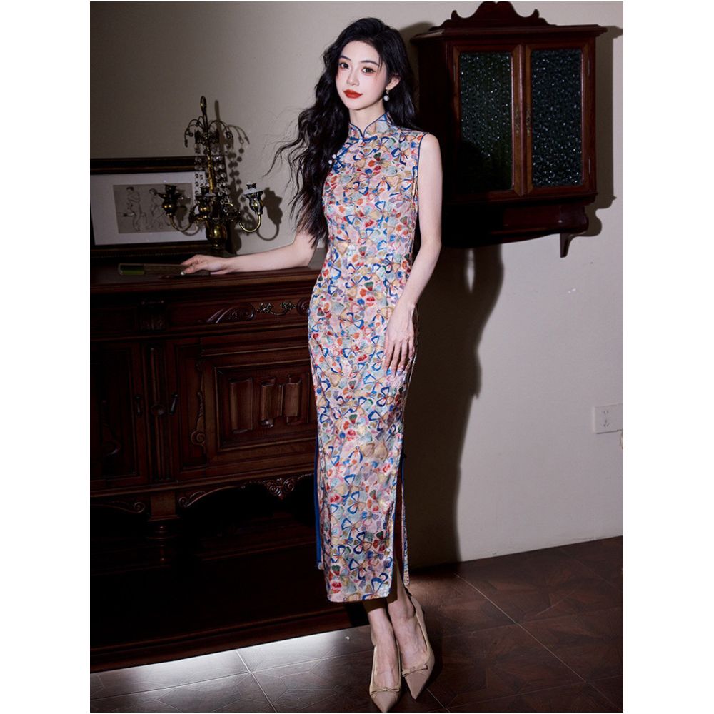 Simple tailoring vintage style tops Retro Cheongsam 2025 New Summer Women s Youthful Temperament High End Sleeveless Modified image 1