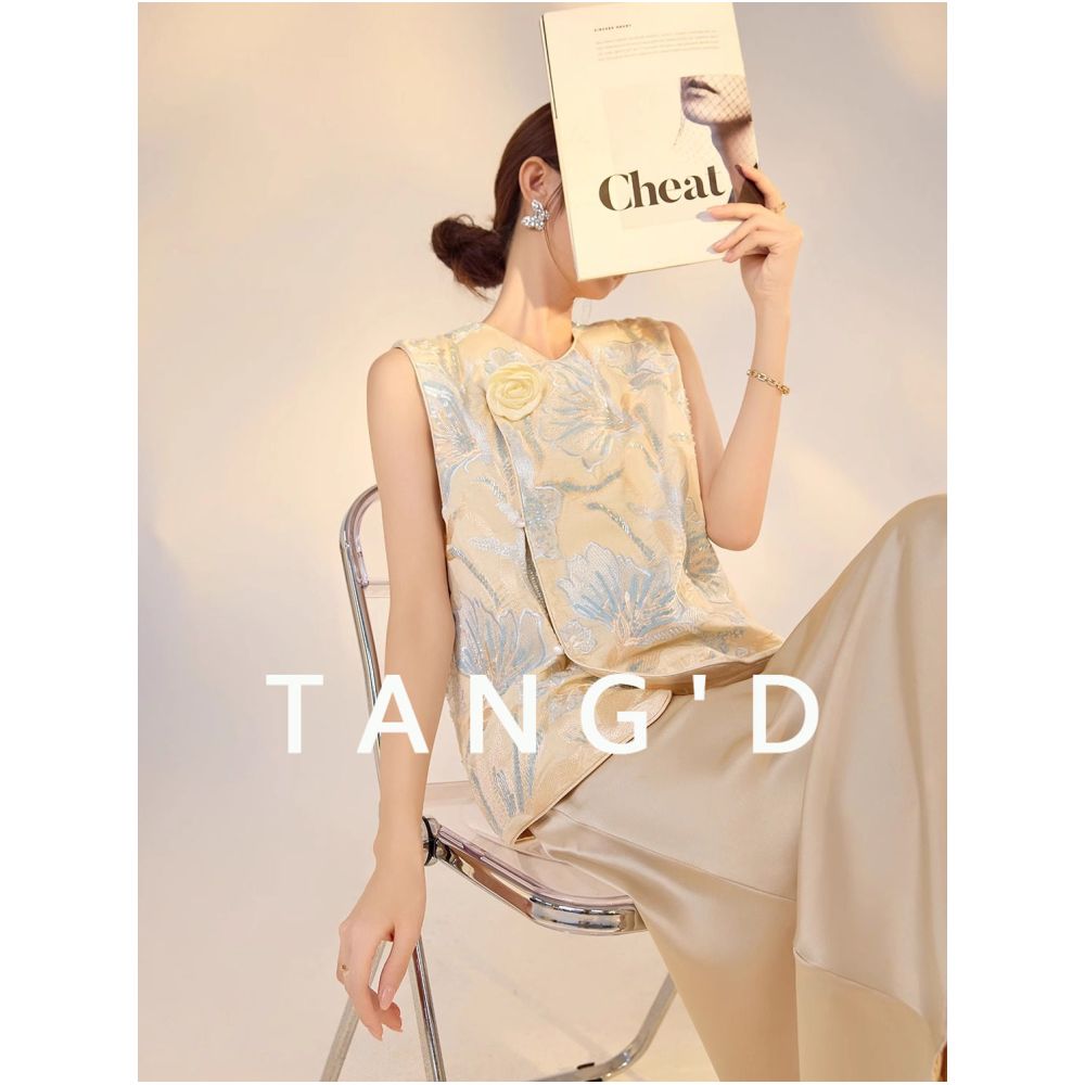 Tangdou Haute Couture Springtime Floral Pattern New Chinese Style Three Dimensional Floral Satin Embroidered Vest image 0