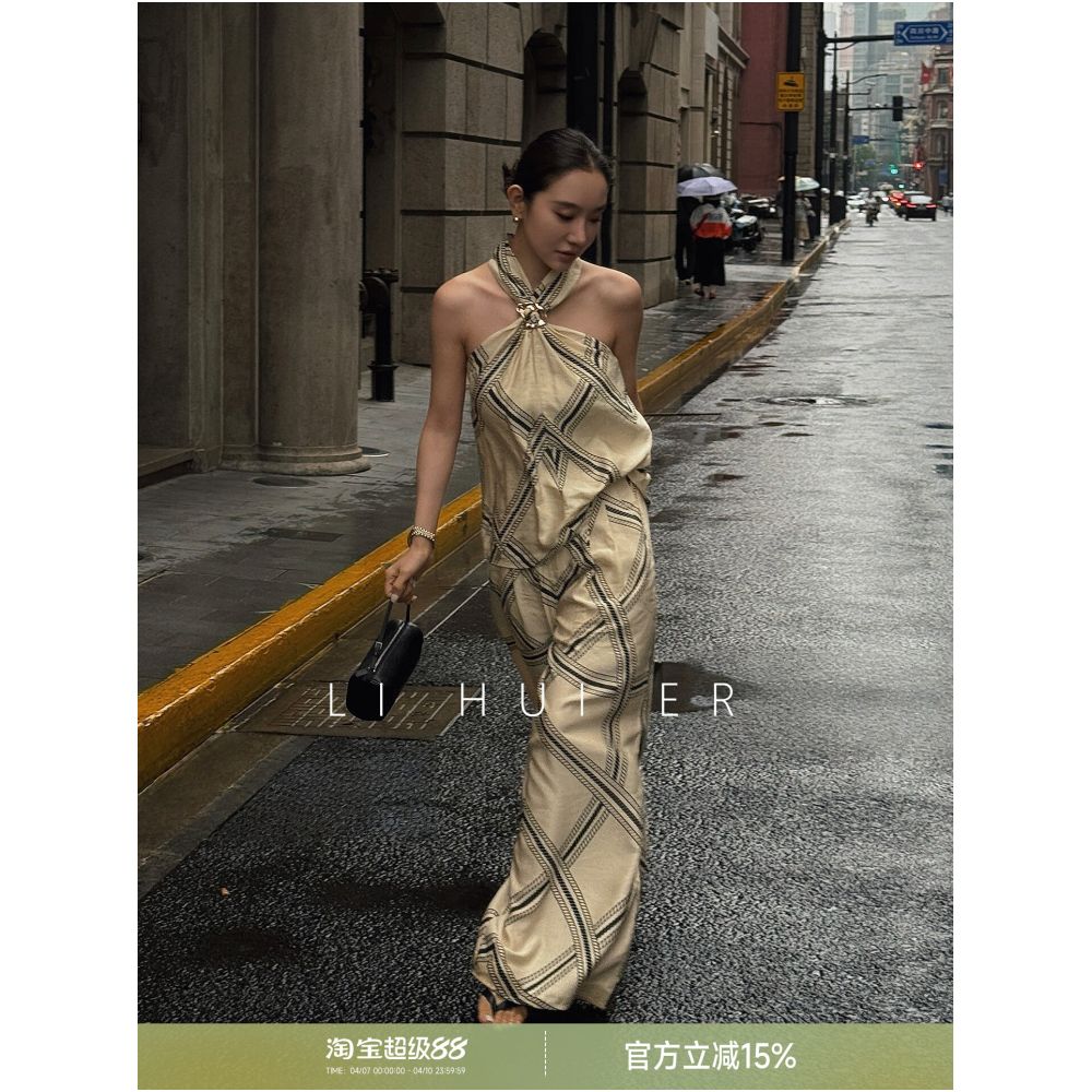 LiHuiEr 李慧儿 Twilight Street Corner Halter Neck Camisole Top for Women Summer Outerwear High End Sleeveless Vest image 0