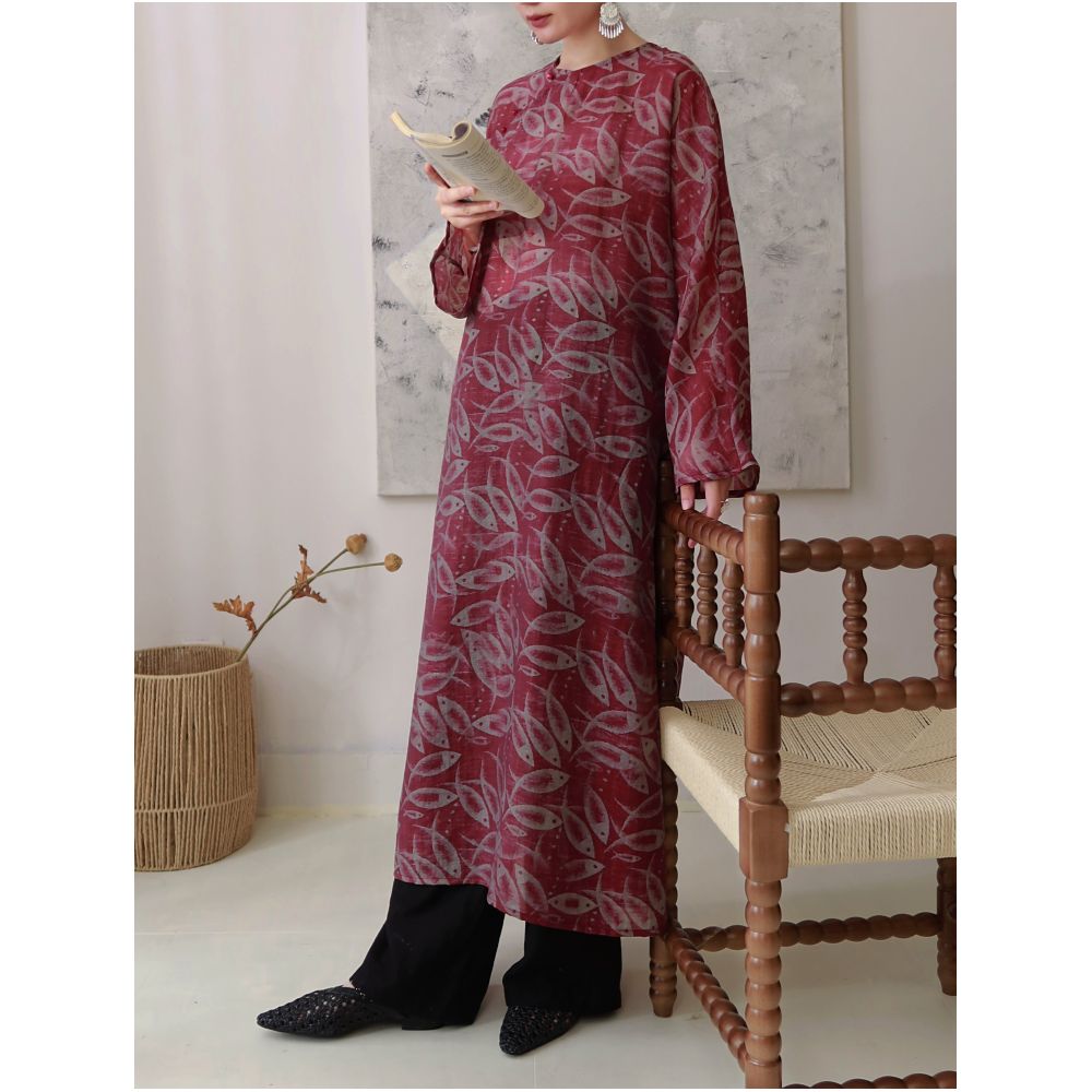 TAORAN Women s Chinese Style Modified Cheongsam Traditional Printed Dress Retro Literary Style Zen Robe Tea Set image 4