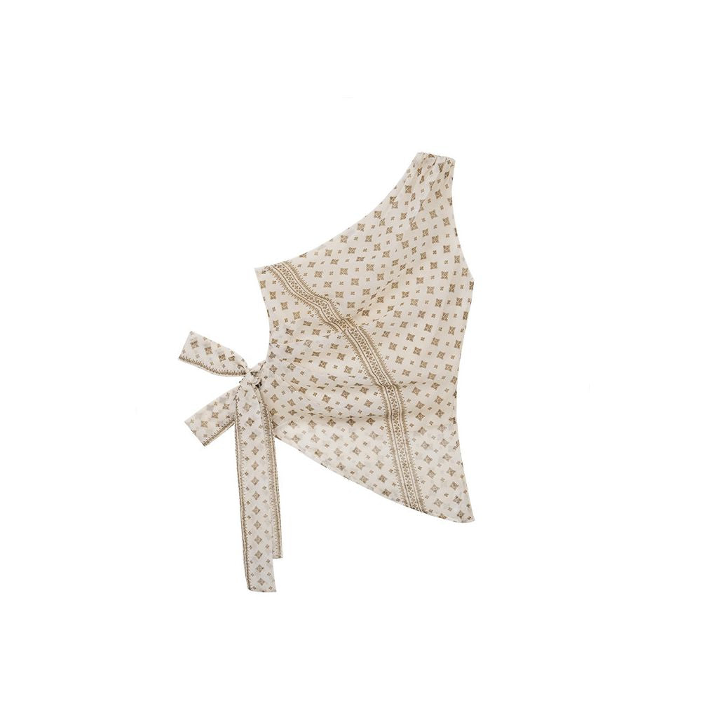 Someone sometimes wears a retro print fitted waist with a tie ruffled floral chiffon asymmetrical off shoulder top image 0