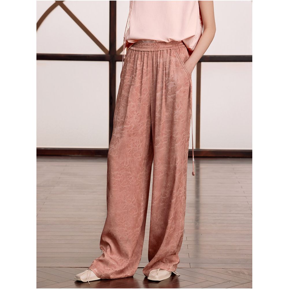 Ruyi Lianyun Summer New Style Color Burning Jacquard Casual Pants for Women Chinese Style New Retro Wide Leg Floor Length Pants image 0