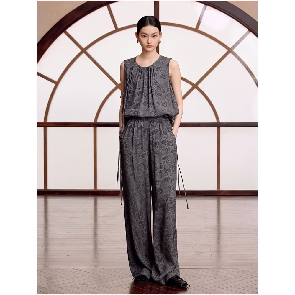 Ruyi Lianyun Summer New Style Color Burning Jacquard Casual Pants for Women Chinese Style New Retro Wide Leg Floor Length Pants image 1