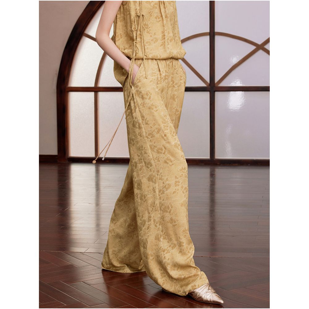 Ruyi Lianyun Summer New Style Color Burning Jacquard Casual Pants for Women Chinese Style New Retro Wide Leg Floor Length Pants image 2