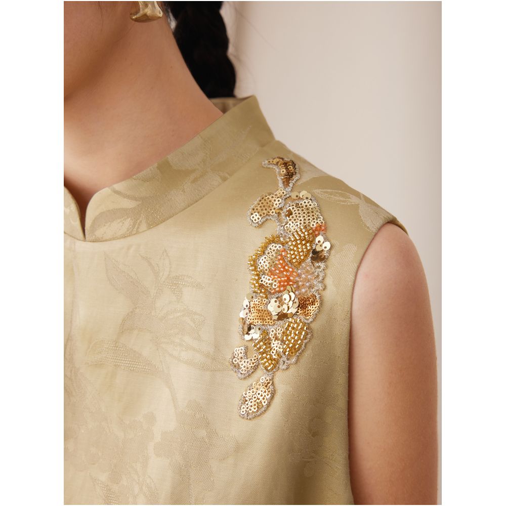 Ruyi Lianyun Chenning New Year Satin Jacquard Sequin Embroidered Flower Bud Dress for Women New Chinese Wedding Morning Robe image 4
