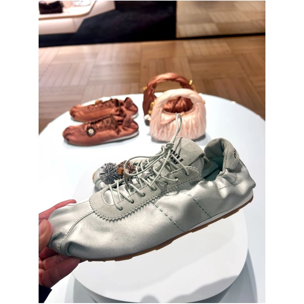 WOOD ACRE m u 25FW Ballet Style Satin German Training Shoes Casual Flat Sneakers image 3