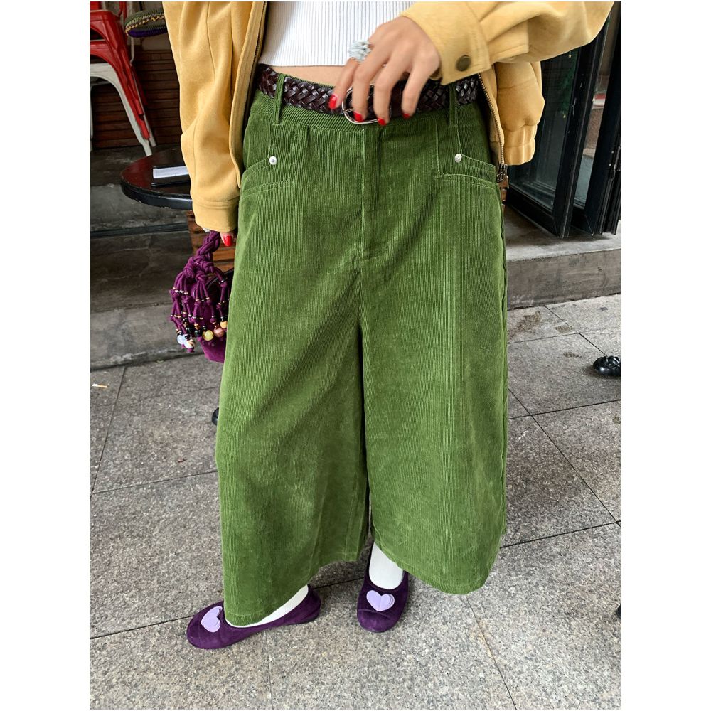 ASAYA6441 – Vintage Corduroy Culotte Pants 🍃✨