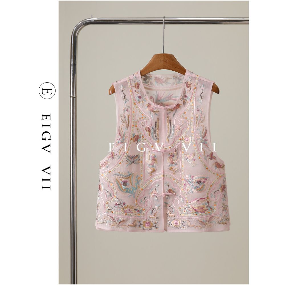 857 Luxury New Chinese Style Heavy Duty Silk Embroidered Vest for Women Spring Summer 2026 Chinese Style Mulberry Silk Vest image 1