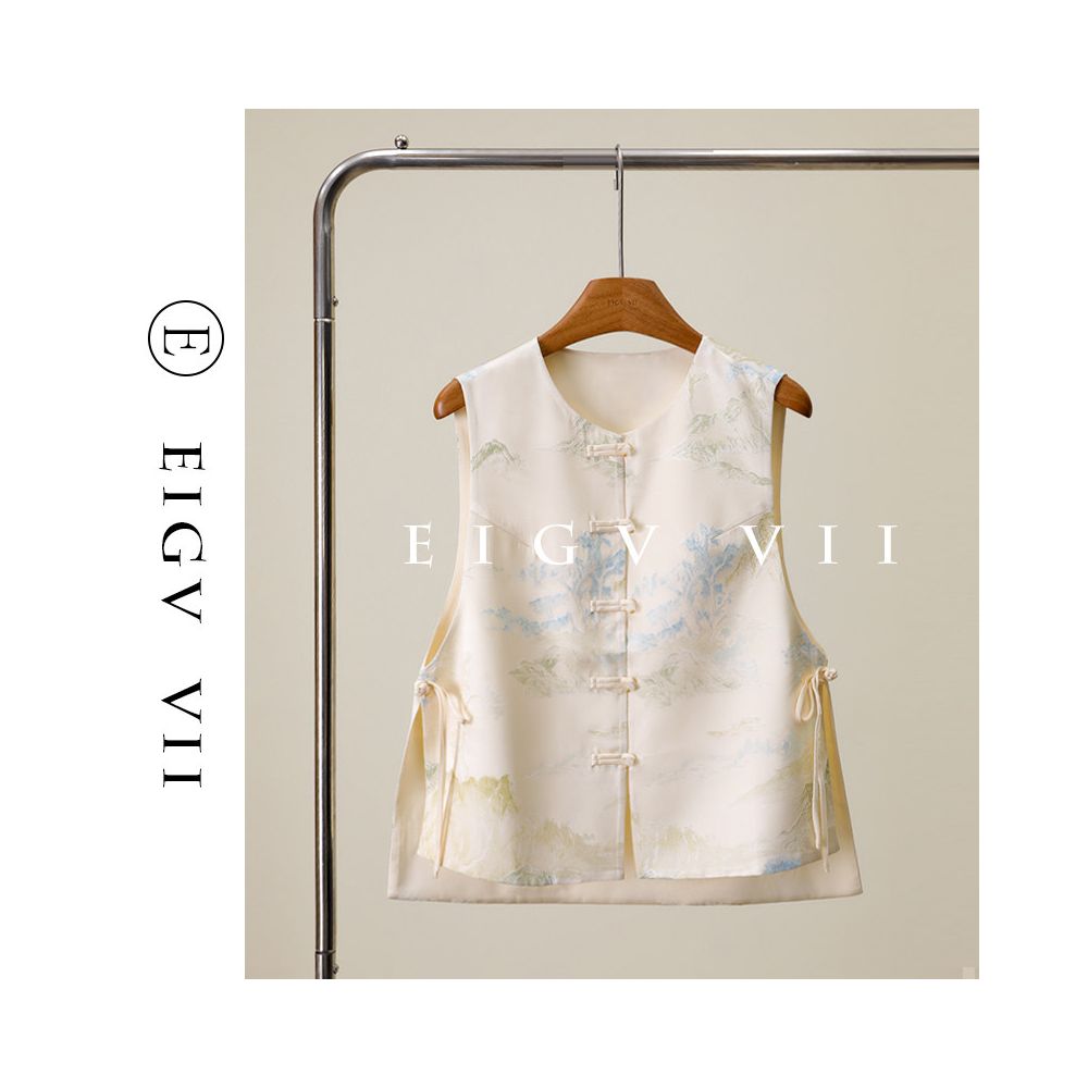 857 White New Chinese Style Buttoned Silk Vest for Women Light Luxury High End Mulberry Silk Jacket image 0