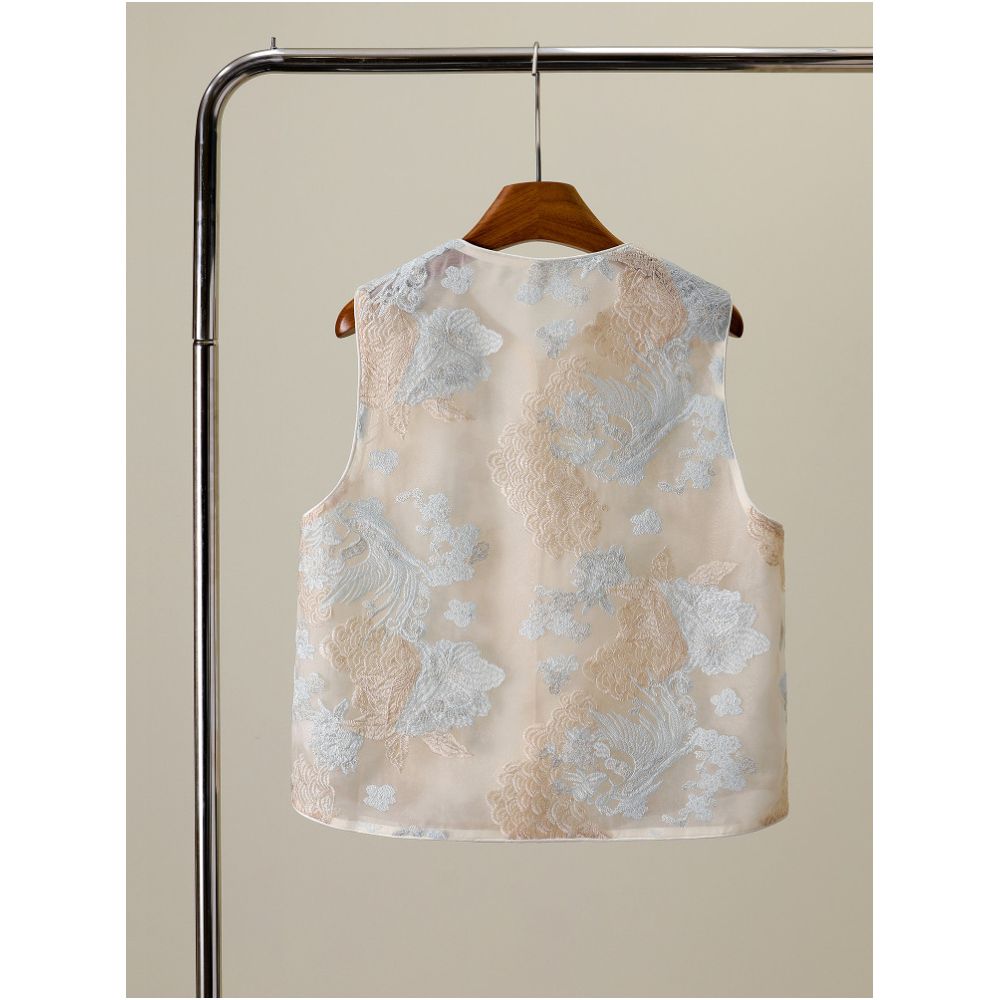 857 New Chinese Style Light Embroidered Vest for Women Short Style Petite Size 2026 Spring and Autumn Versatile Vest Top image 4