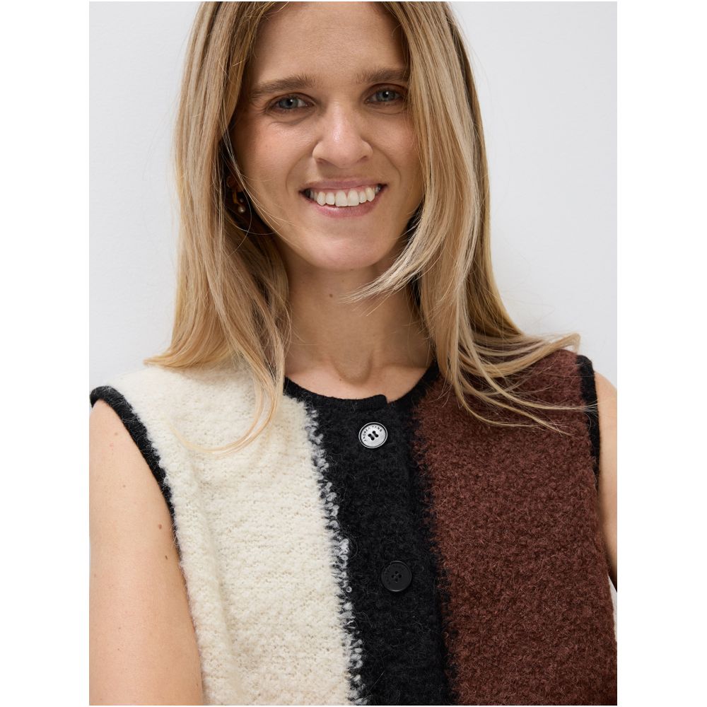 Andrea Tang Vest LUMI Alpaca Wool Pompom Coat Color Block Loose Casual Knitted Vest image 4