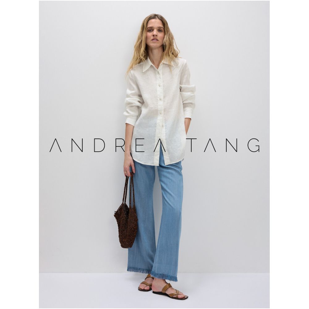 Andrea Tang Vest Set DEBORAH Tencel Denim Crew Neck Slim Waist Vest with Tassel Pants image 3