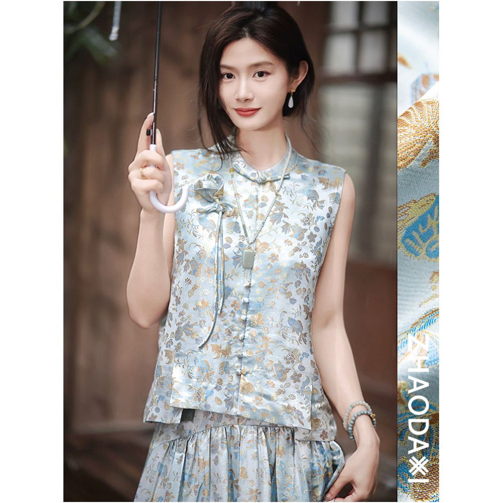 Zhao Daxi In Stock Intangible Cultural Heritage Line Koi Brocade Set Silk Woven Set 2025 Top Skirt image 3