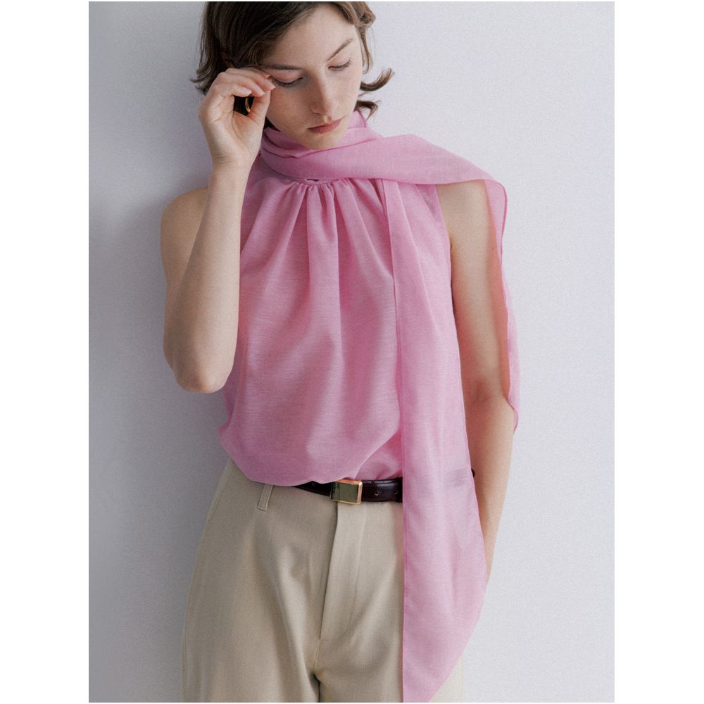 SOTHEMOS 25SS Moonlight Sonata New Color Tencel Linen Original Design Sleeveless Ribbon Shirt for Women Summer image 1