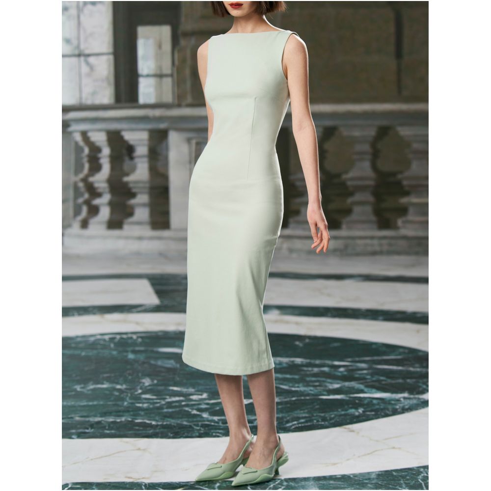 COMMON VALUE Gift Mint Green Off Shoulder Dress Japanese Stretch Cotton image 1
