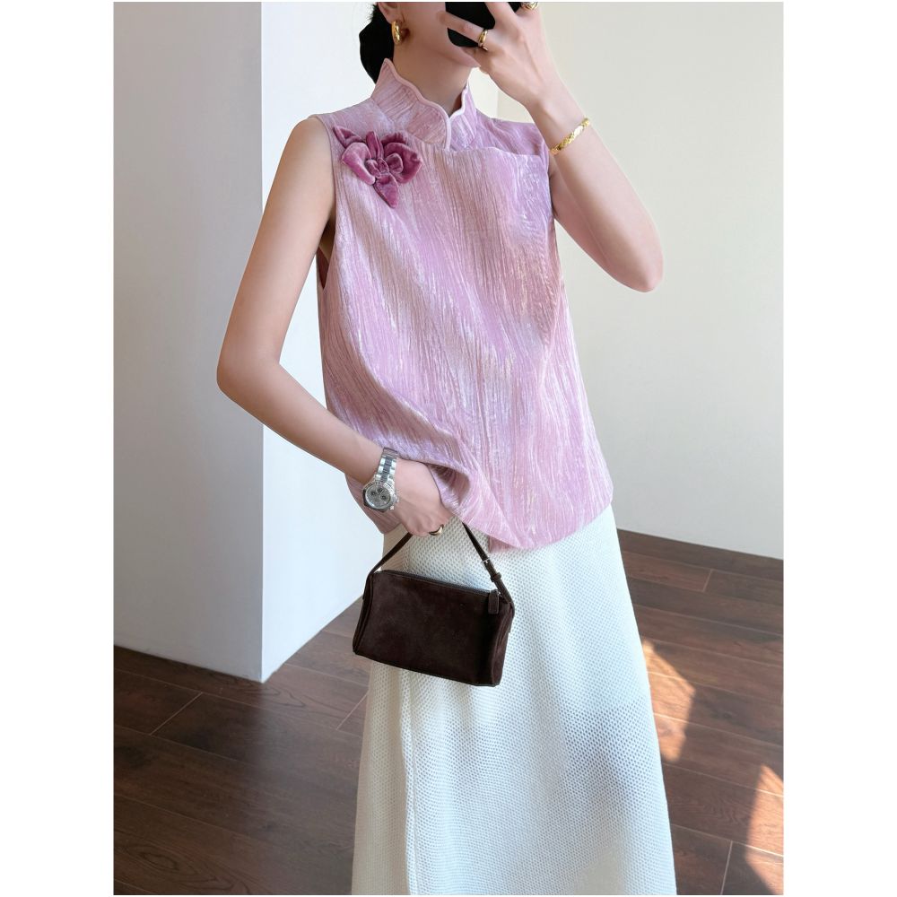 ASAYA6520 – Blush Petal Luxe Vest 🌸✨
