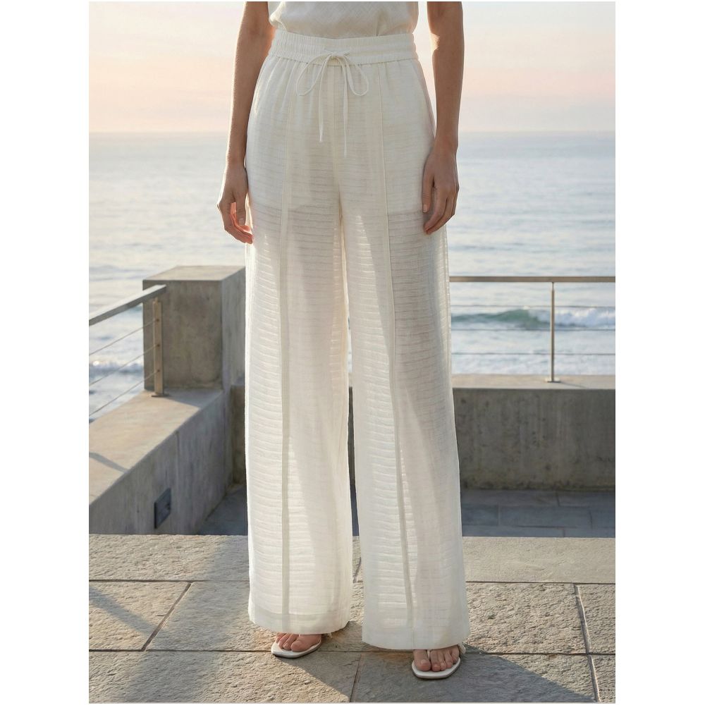 COMMON VALUE Zen Pāra White Cicada Wing Straight Leg Trousers image 1