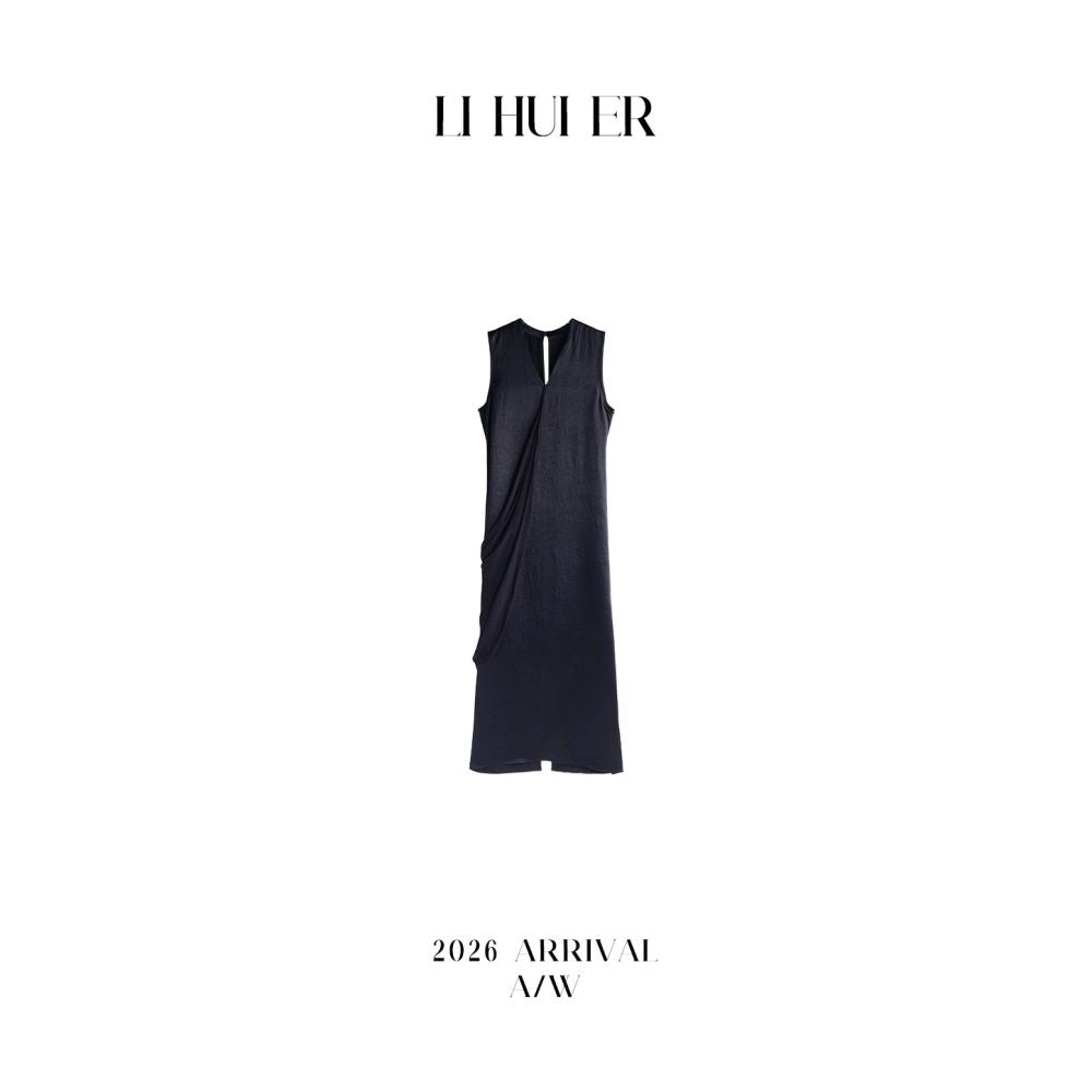 ASAYA6526 – Midnight Flow Satin Dress 🖤✨