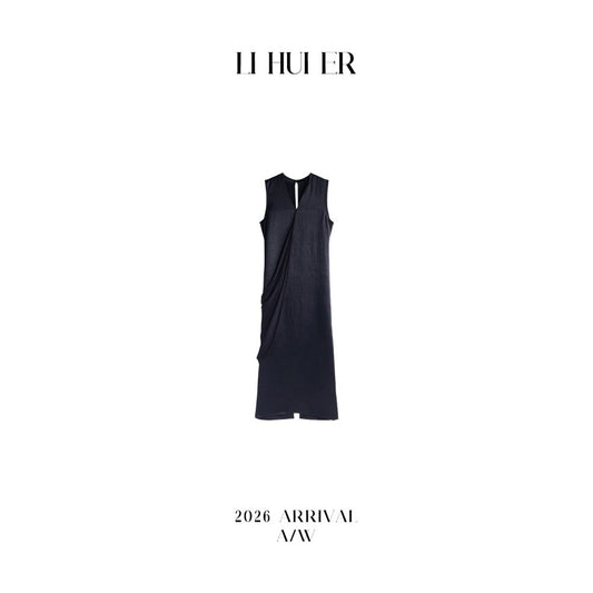 ASAYA6526 – Midnight Flow Satin Dress 🖤✨