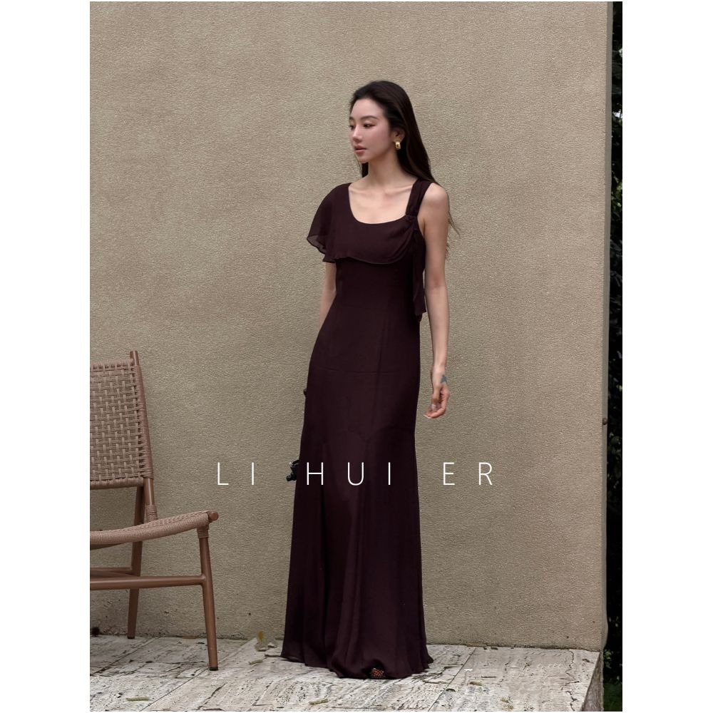 LiHuiEr 李慧儿 Margaret Goddess like French style sleeveless dress spaghetti strap vest long skirt image 1