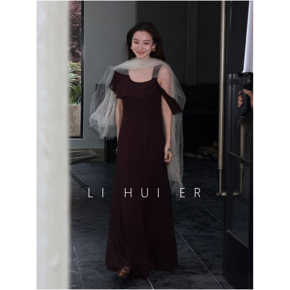 LiHuiEr 李慧儿 Margaret Goddess like French style sleeveless dress spaghetti strap vest long skirt image 2