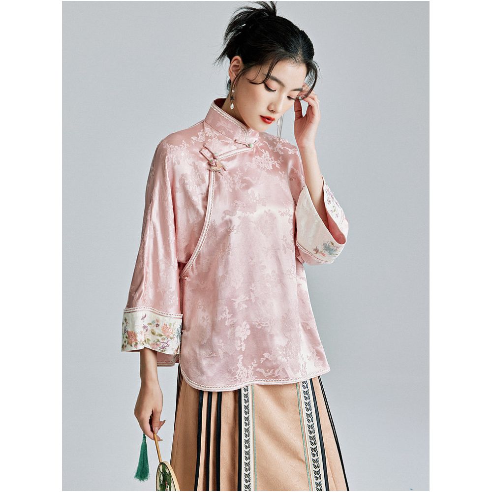 Moyu 2025 Spring New Chinese Style Elegant Tea Dress New Chinese Retro Modified Tang Suit Top image 4