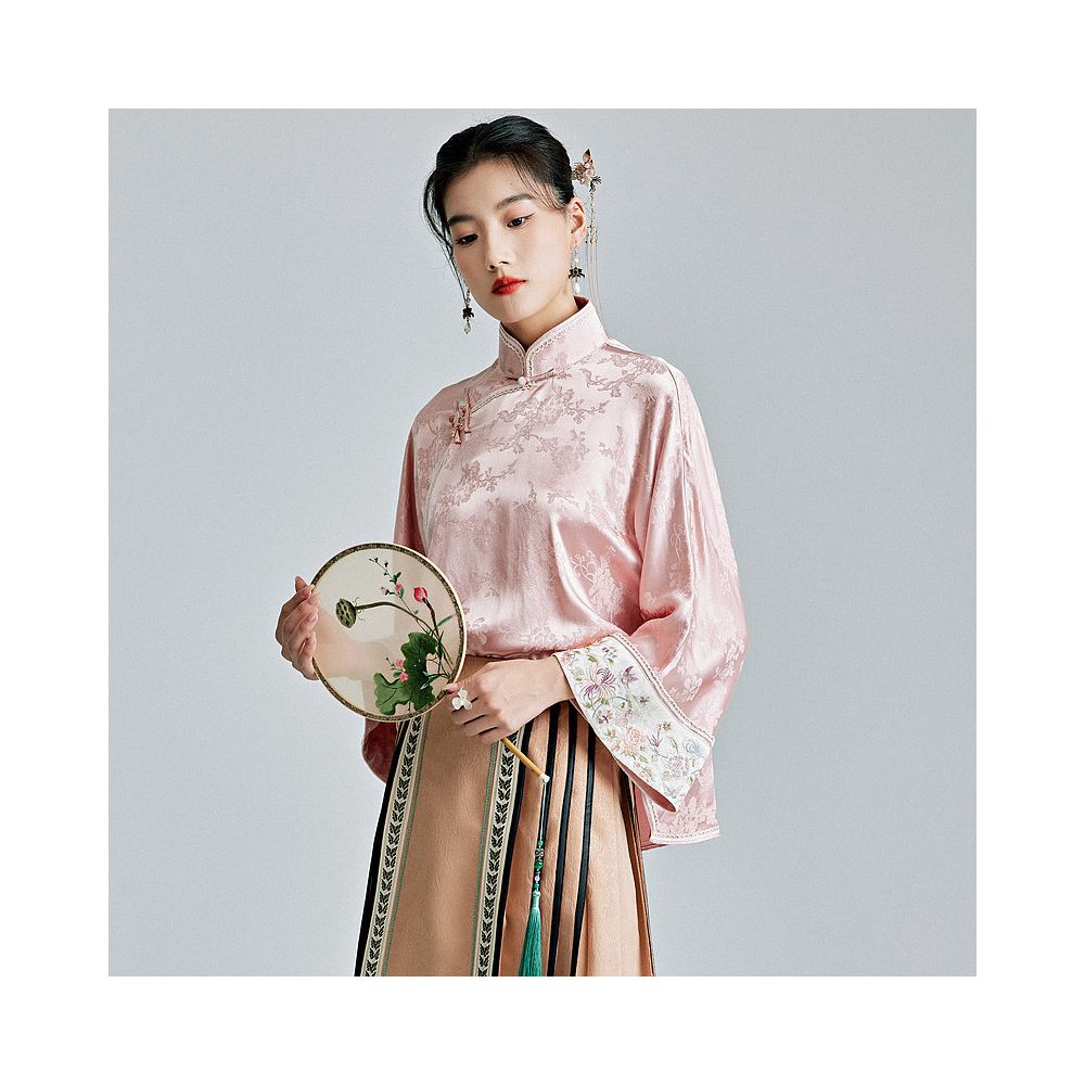 Moyu 2025 Spring New Chinese Style Elegant Tea Dress New Chinese Retro Modified Tang Suit Top image 0