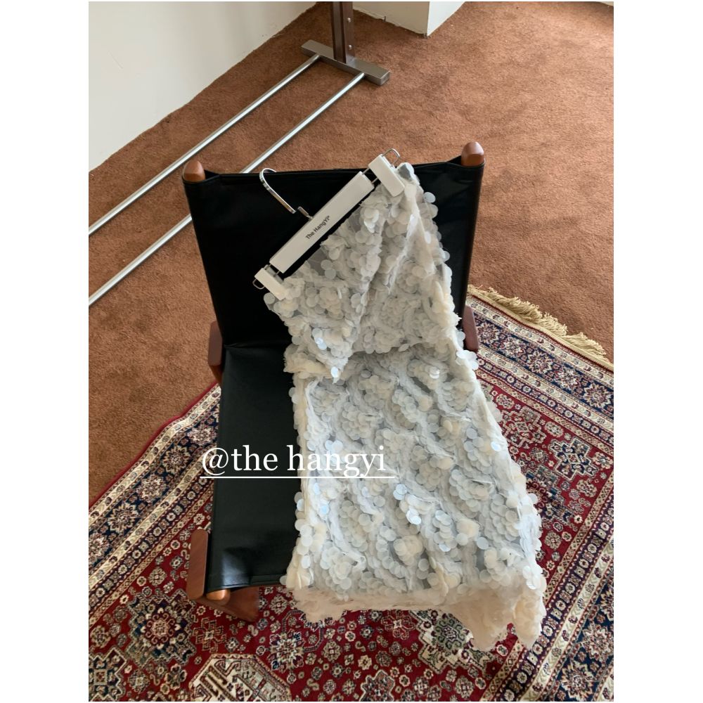 The HangYi French Summer Trend Fashion Heavy Sequined Fishtail Two Way Strapless Midi Dress for Women image 5
