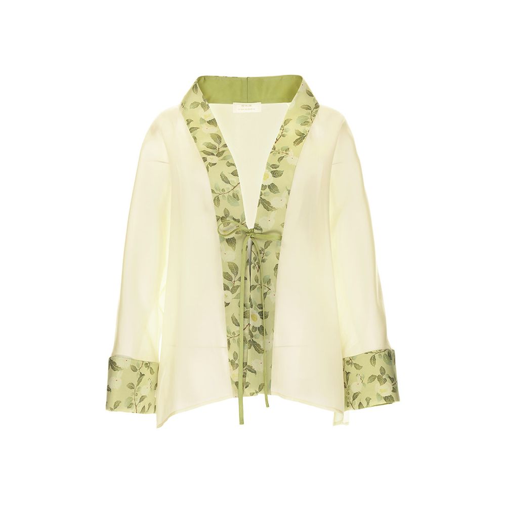 Women s Silk Thin Jacket with Printed Hanfu Style Chinese Cardigan Top Celebrity Style image 0