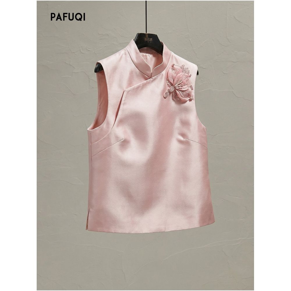 Improved New Chinese Style Women s Clothing 2026 Spring New Pink 3D Floral Layered Vest Jacket image 1